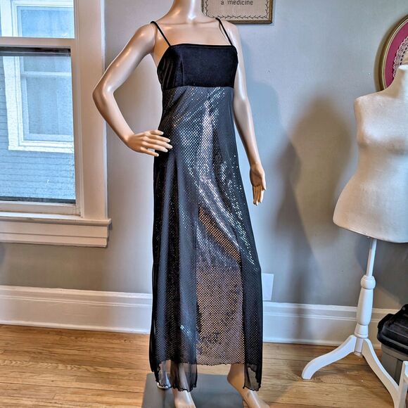 Vintage 90s Taboo Prom Gown Regency Sequin Sheer Overlay Empire Waist Size M - Picture 12 of 12